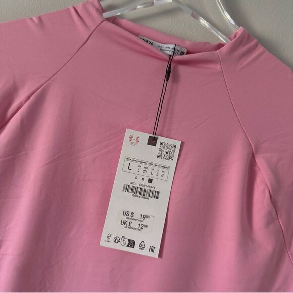 ⭕️ ZARA Pink Shirt Top Large - Picture 2 of 3